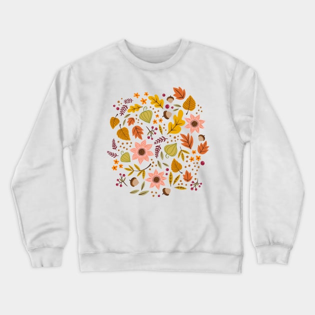 Autumn Floral, Dark Crewneck Sweatshirt by Jacqueline Hurd